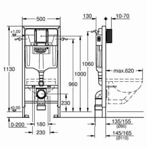 Инсталляция для под. унитаза (кн. КРУГЛЫЙ) GROHE Rapid SL